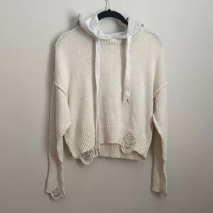 NSF DISTRESSED SILVE KNIT HOOD SWEATER HOODIE SWEATSHIRT
